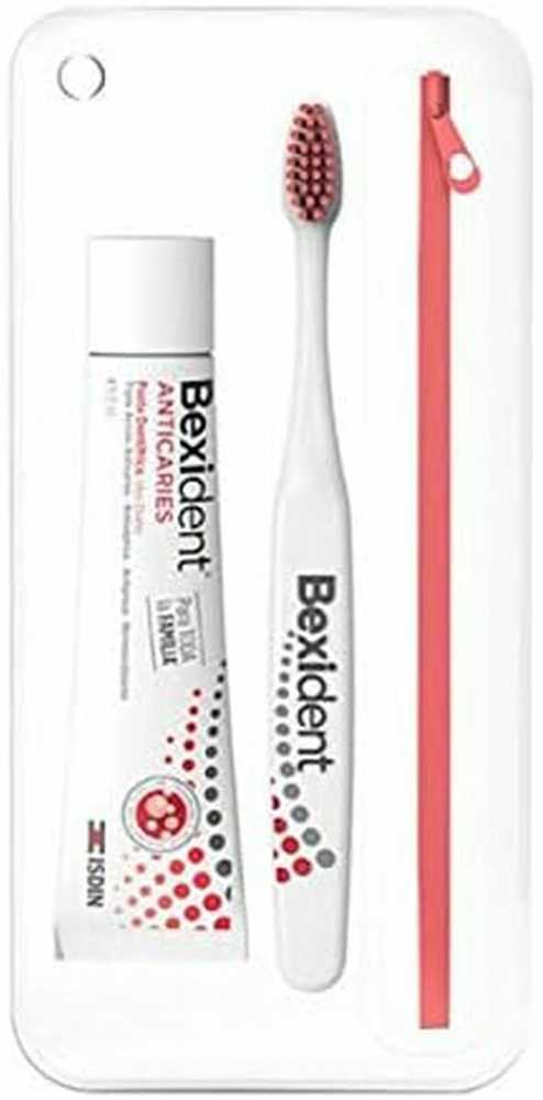 Isdin Bexident Anticaries kelioninis rinkinys makaronams, 25 ml + dantų šepetėlis