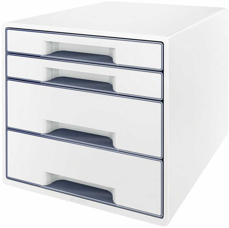 Leitz LEITZ CUBE WOW Schubl. Box perlweiss mitas 4 Schubward, tvirtas ir stabilus ansprechend 2-farbigem WOW Design in hochglanz - 52132001