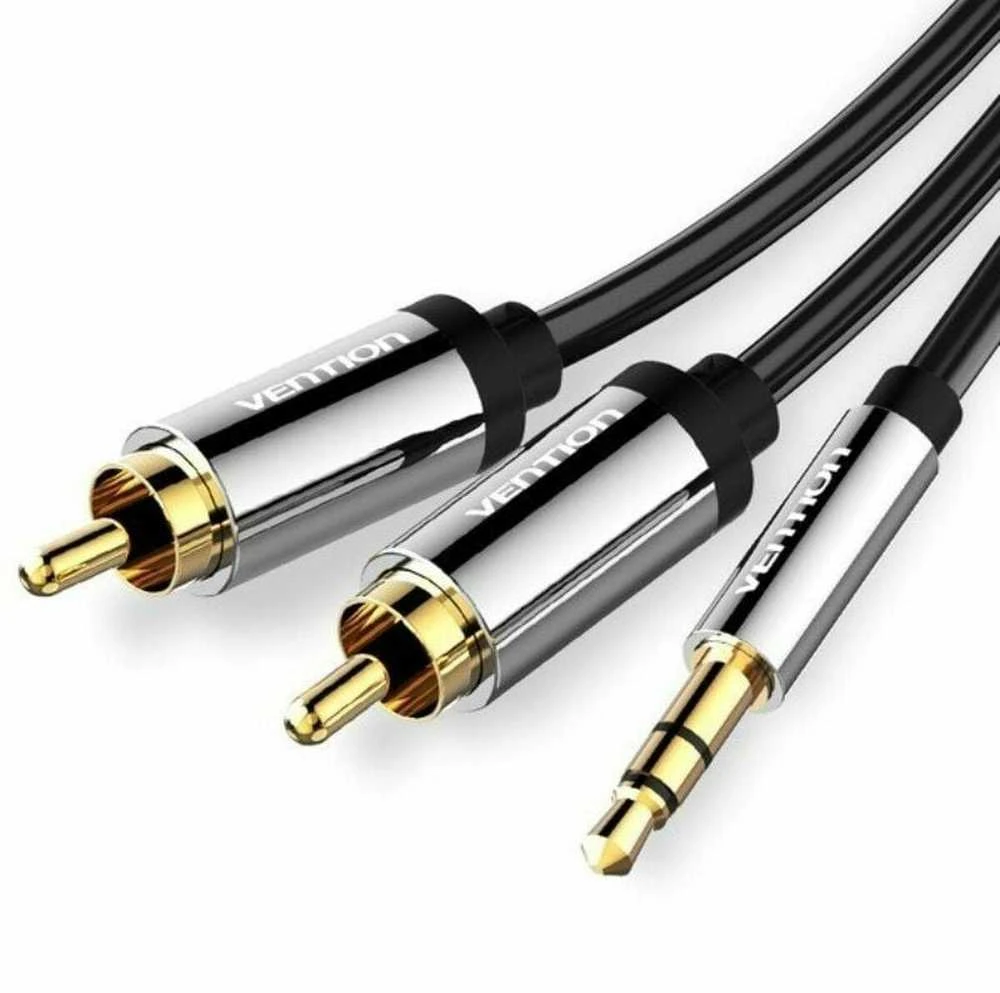 2xRCA kabelio (Cinch) lizdas iki 3.5 mm Vention BCFBJ 5m (juodas)