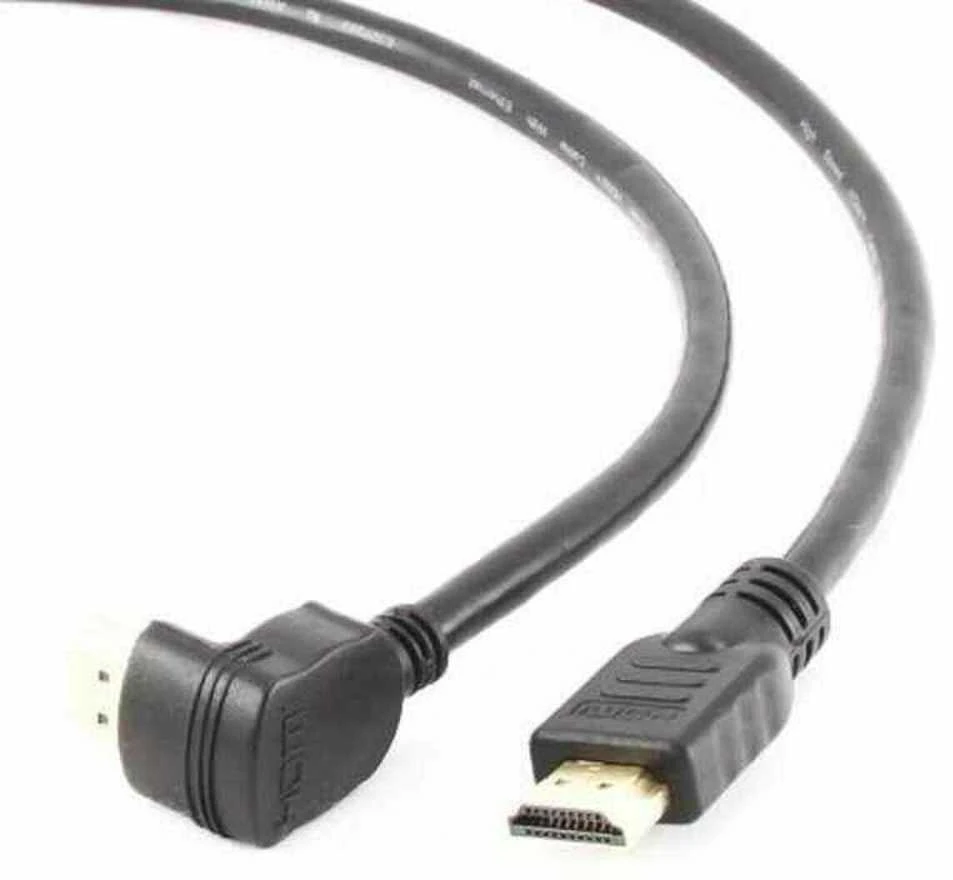 Gembird Cablexpert | HDMI didelės spartos 90 laipsnių kištukas į tiesų kištuką, 19 kontaktų, auksiniu dangteliu dengtos jungtys | HDMI 19 kontaktų kištukas | HDMI 90 laipsnių kištukas | 1,8 m