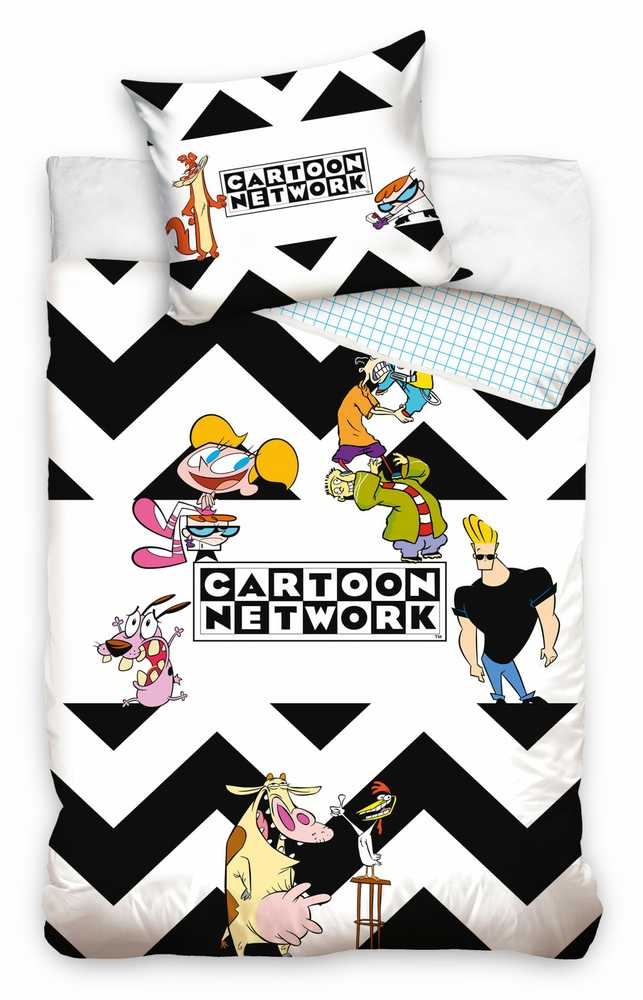Patalynė bawełniana 140x200 CARTOON NETWORK balta juoda poszewka 70x90 C24