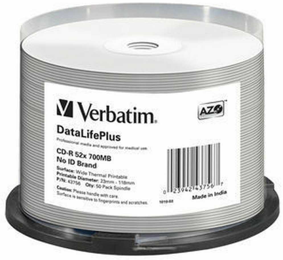 1x50 Verbatim CD-R 80 / 700MB 52x baltas platus terminis spausdinimas