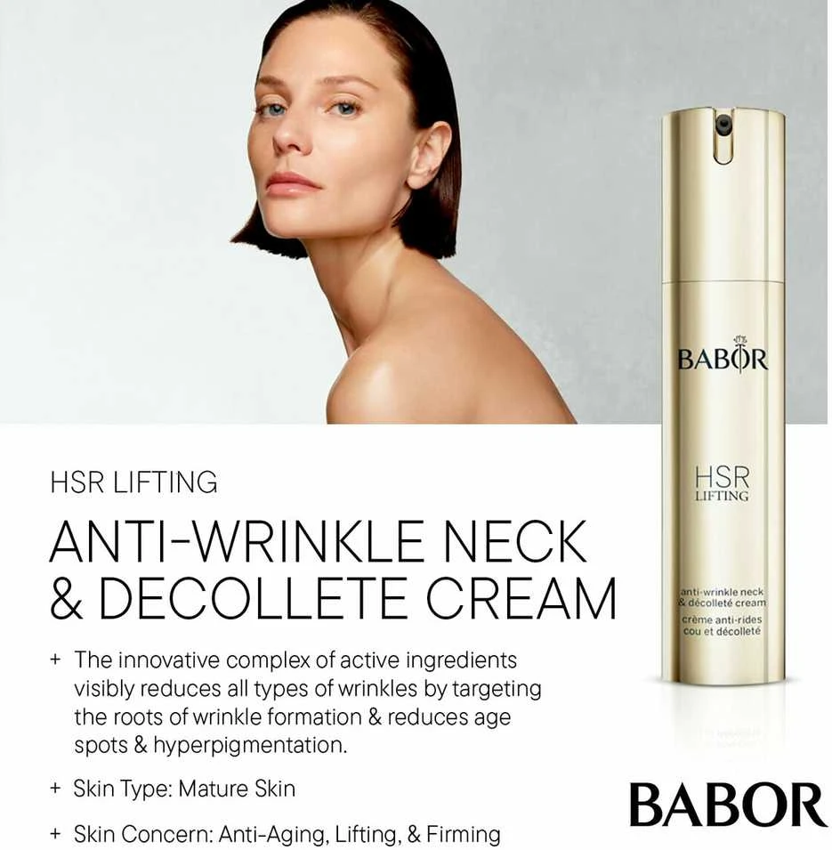 Babor HSR Lifting Extra Firming Neck & Decollete Kreminis stangrinamasis kremas kaklui ir dekoltė sričiai, 50 ml