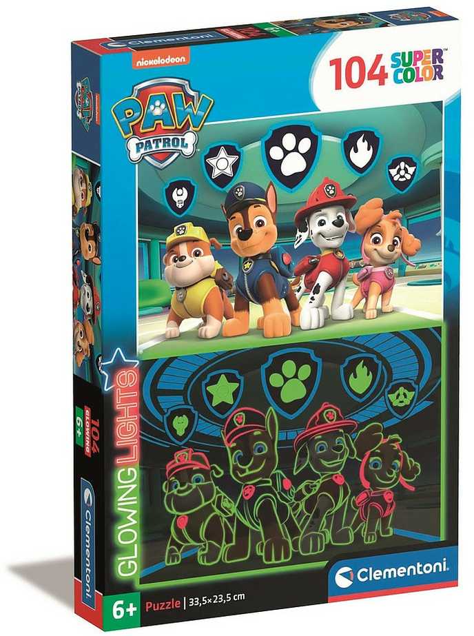 Dėlionė Clementoni Glowing PAW PATROL, 33.5 cm x 23.5 cm