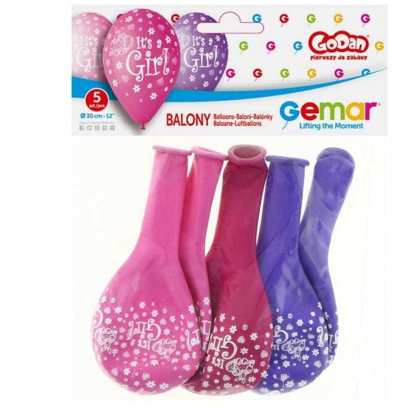GoDan GMR Balionai su spaudmeniu mergaitei Mergaitė - 30 cm - 5 vnt.