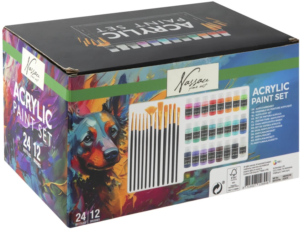 „Colour Nassau“ akrilinių dažų rinkinys su teptuku