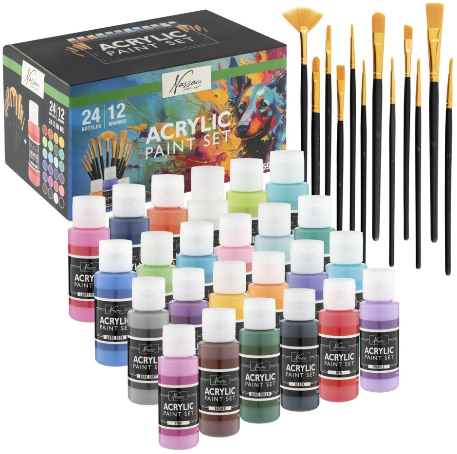 „Colour Nassau“ akrilinių dažų rinkinys su teptuku