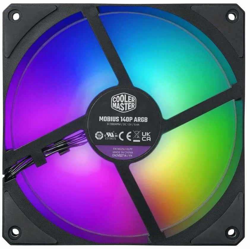„Cooler Master Mobius 140P ARGB“ – ventiliatorius – 14 cm – 1900 aps./min. – 30 dB – 76,5 cfm – 130 m³/h