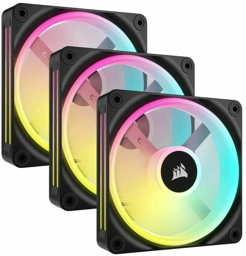 Corsair iCUE LINK QX120 RGB Series, PWM korpuso ventiliatorius, 3er Pack su RGB valdikliu- 120mm, juodos spalvos, Starter Kit