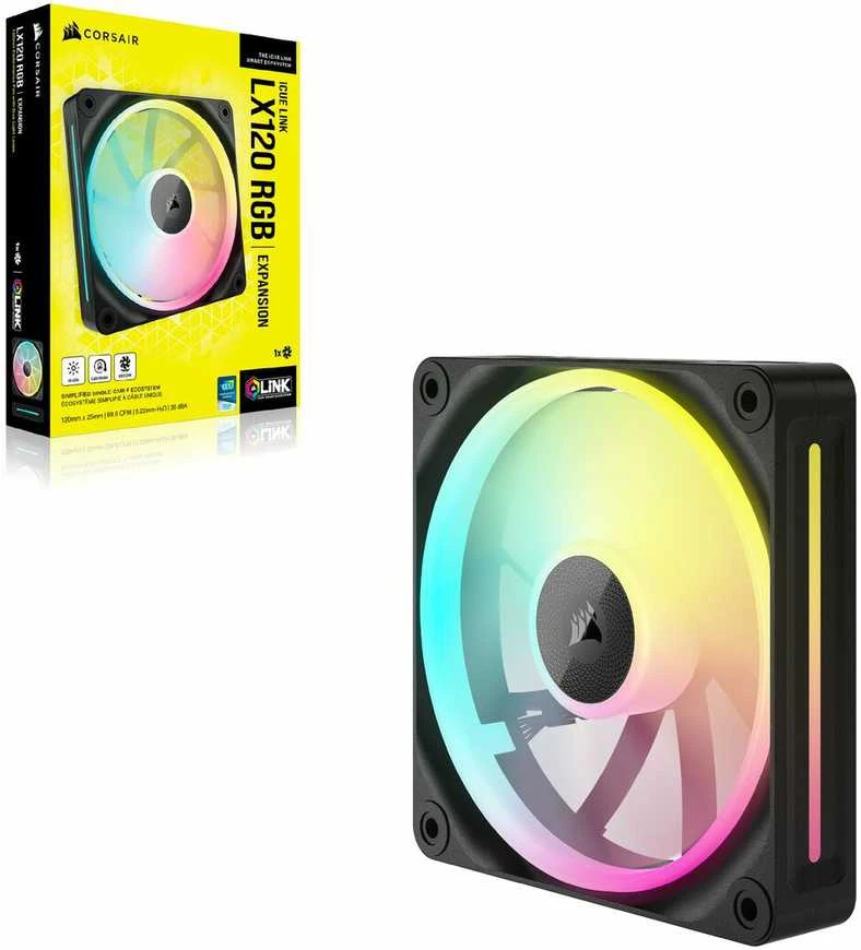 Corsair iCUE Link LX120 RGB, PWM korpuso ventiliatorius – 120mm, juodos spalvos