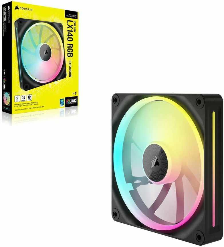 Corsair iCUE Link LX140 RGB, PWM korpuso ventiliatorius – 140mm, juodos spalvos