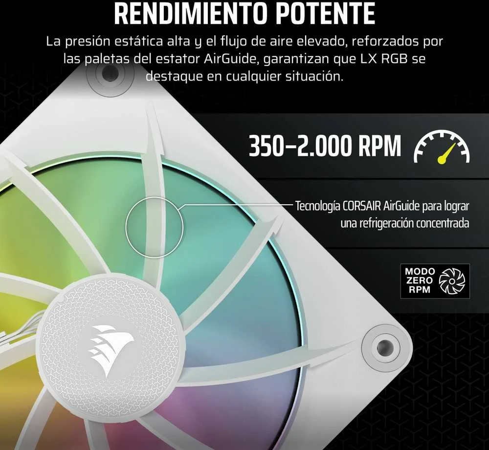 Corsair iCUE Link LX140 RGB, PWM korpuso ventiliatorius - 140mm, baltos spalvos