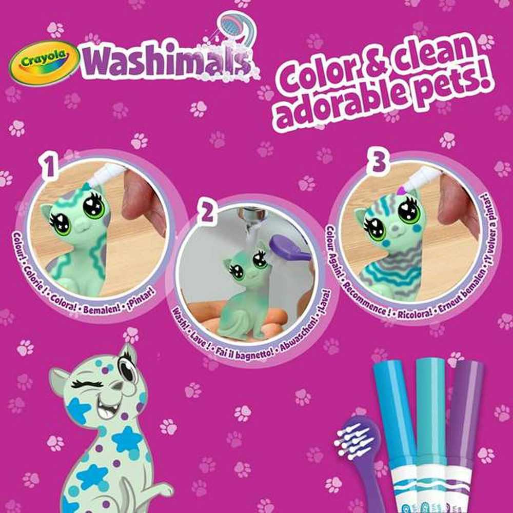 Crayola, Inc. Crayola Figūros dažymui ir plovimui, gyvūnų rinkinys, 3 vnt. 3 žymekliai