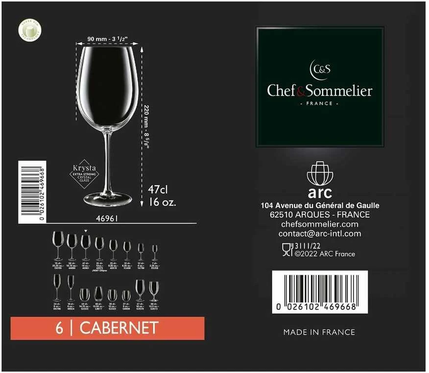 C&S Stiklinių rinkinys Chef & Sommelier Cabernet Skaidrus (350 ml) (6 vnt.)