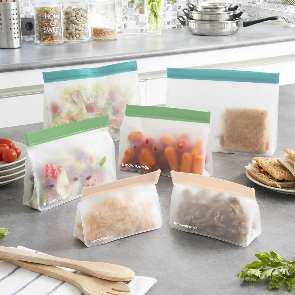 InnovaGoods Rinkinys hermetycznych torebek daugkartinio naudojimo Zags 6 vnt