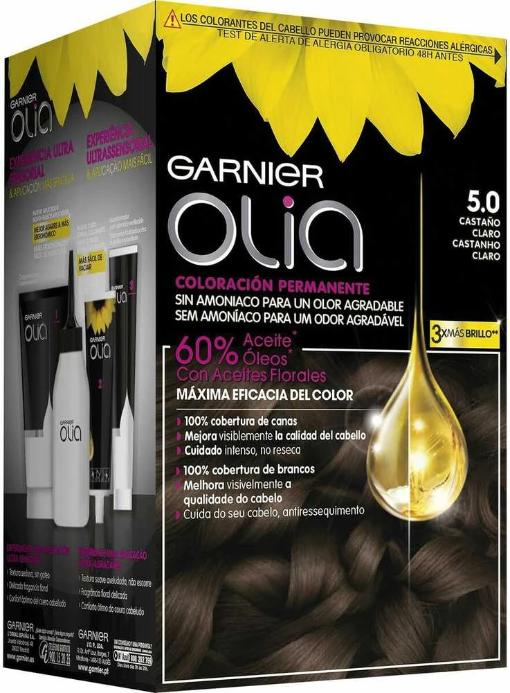 Garnier Olia Permanent Coloring 5,0 šviesiai rudas plaukų dažai