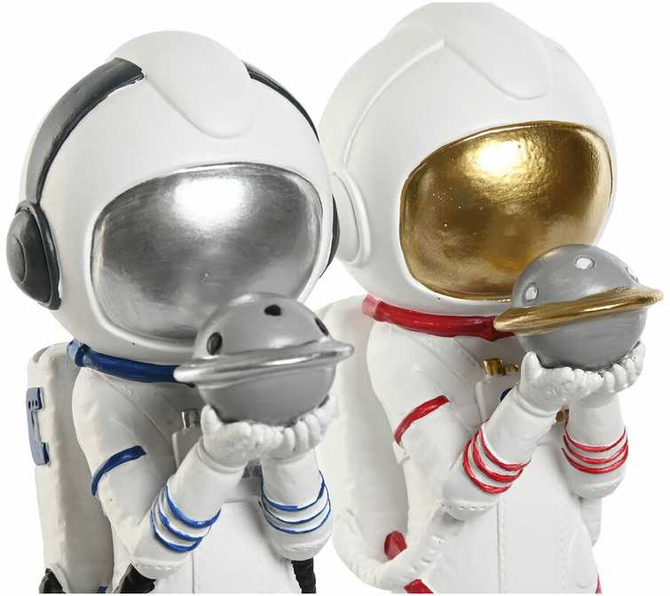 Dekoratyvinė figūrėlė Home ESPRIT Mėlyna Balta Raudona Auksinis Moteris Astronautas 11 x 7 x 25 cm (2 vnt.)