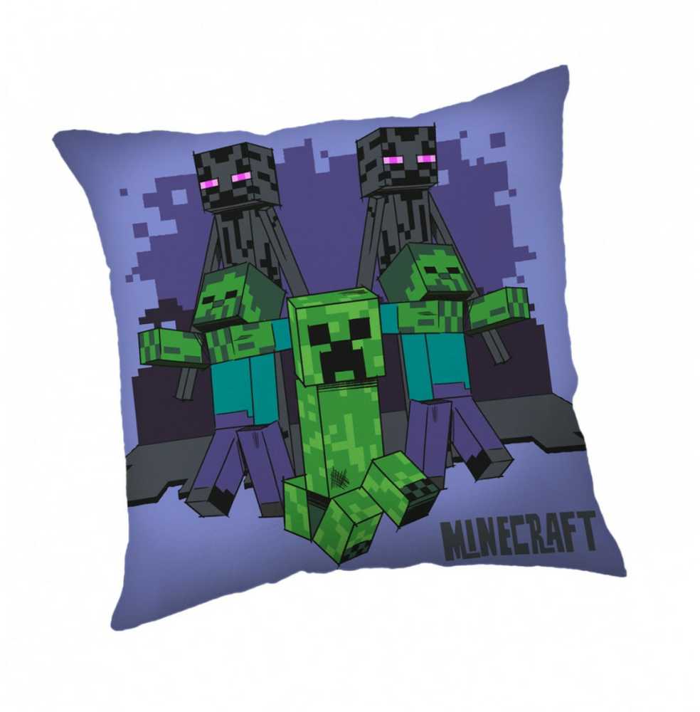 Poduszka dziecięca 40x40 Minecraft Moby przychodzą po ciebie violetinė JF24