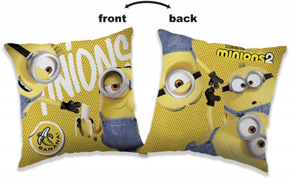 Poduszka dziecięca 40x40 Minionki Banany Minions 5505 geltona mėlyna dziecięca dekoracyjna