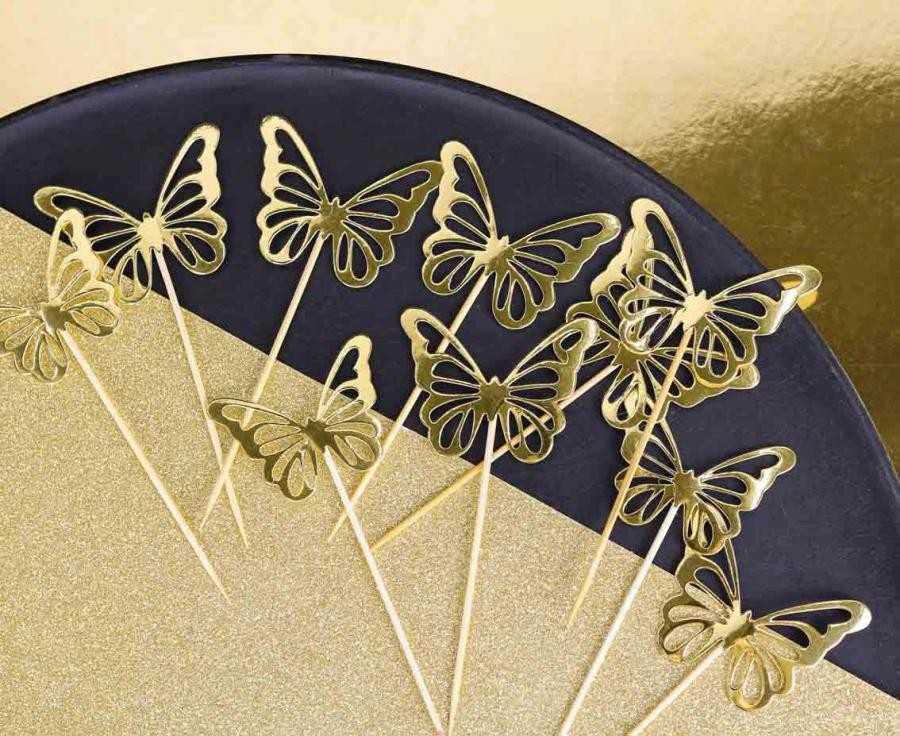 Dekoratyvinės lazdelės „Butterfly Gold“, 12 vnt.
