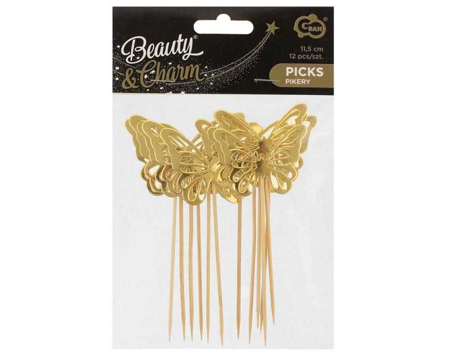 Dekoratyvinės lazdelės „Butterfly Gold“, 12 vnt.