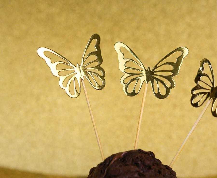 Dekoratyvinės lazdelės „Butterfly Gold“, 12 vnt.