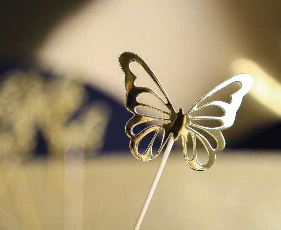 Dekoratyvinės lazdelės „Butterfly Gold“, 12 vnt.