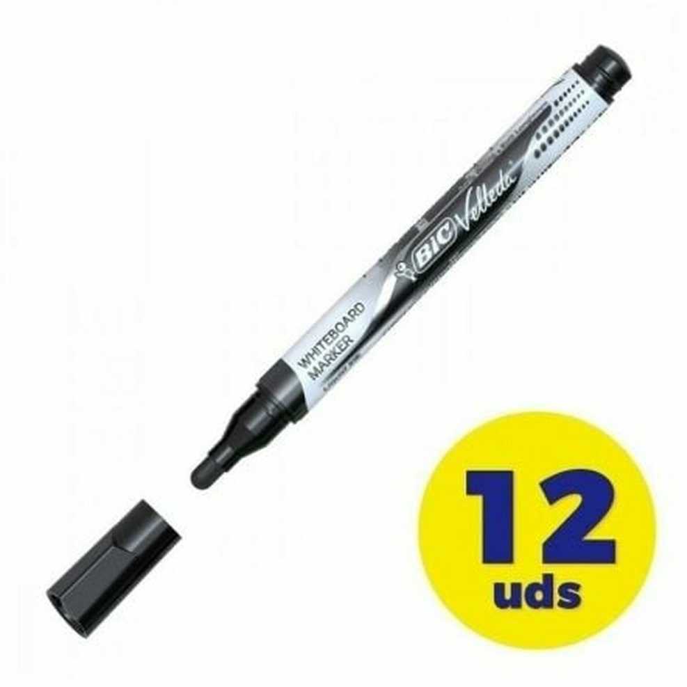 Bic Žymeklis baltai lentai Velleda Liquid Ink 2,2-4,2 mm, juodas, pakuotėje 12 vnt.