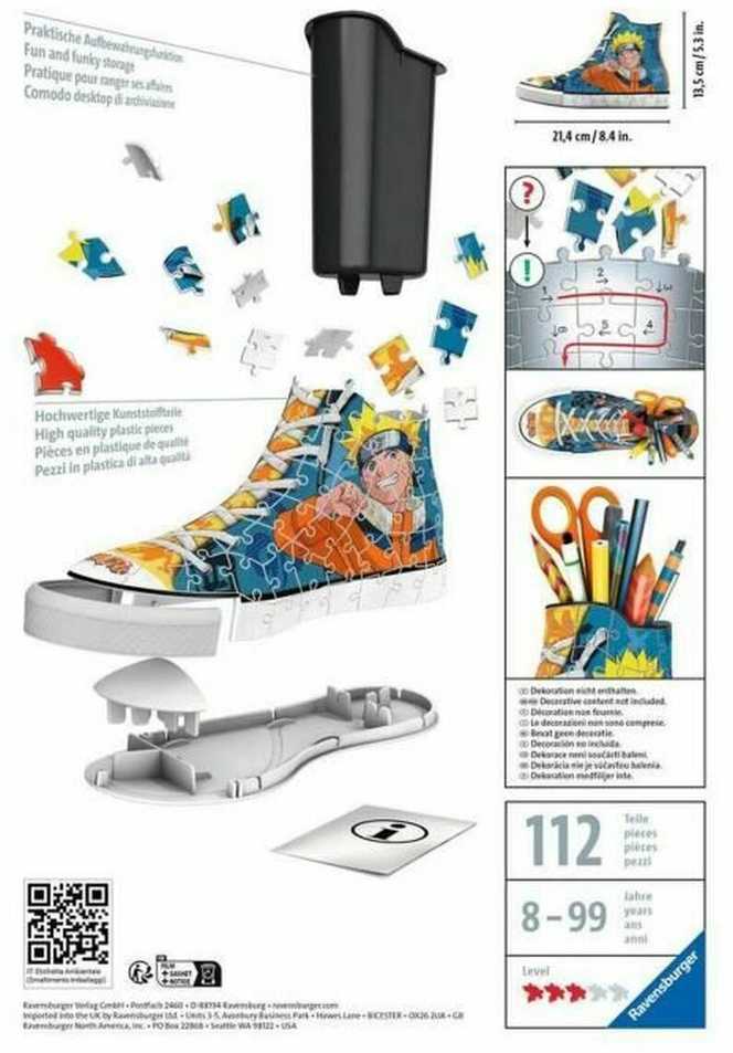 Ravensburger 3D dėlionė batas-pieštukinė „Naruto“, 108 det., nuo 8 m.