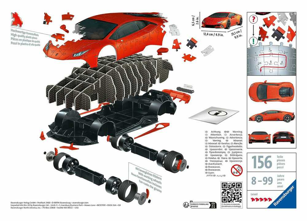 Ravensburger 3D Dėlionė 156 vnt. - Lamborghini automobilis