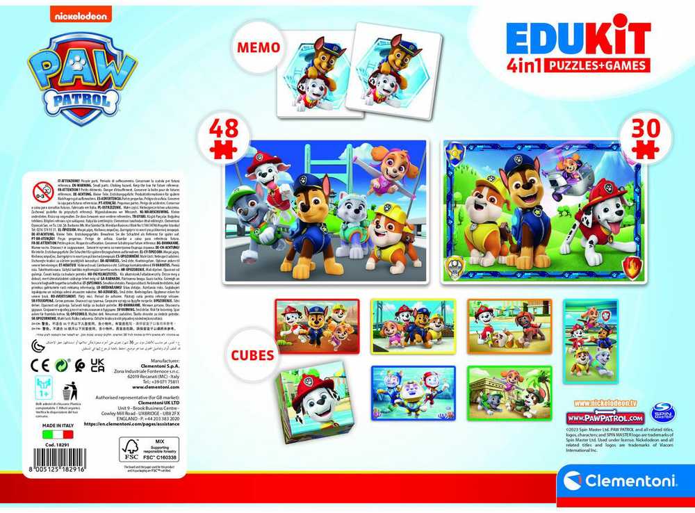 Clementoni Dėlionė Paw Patrol Edukit 4in1