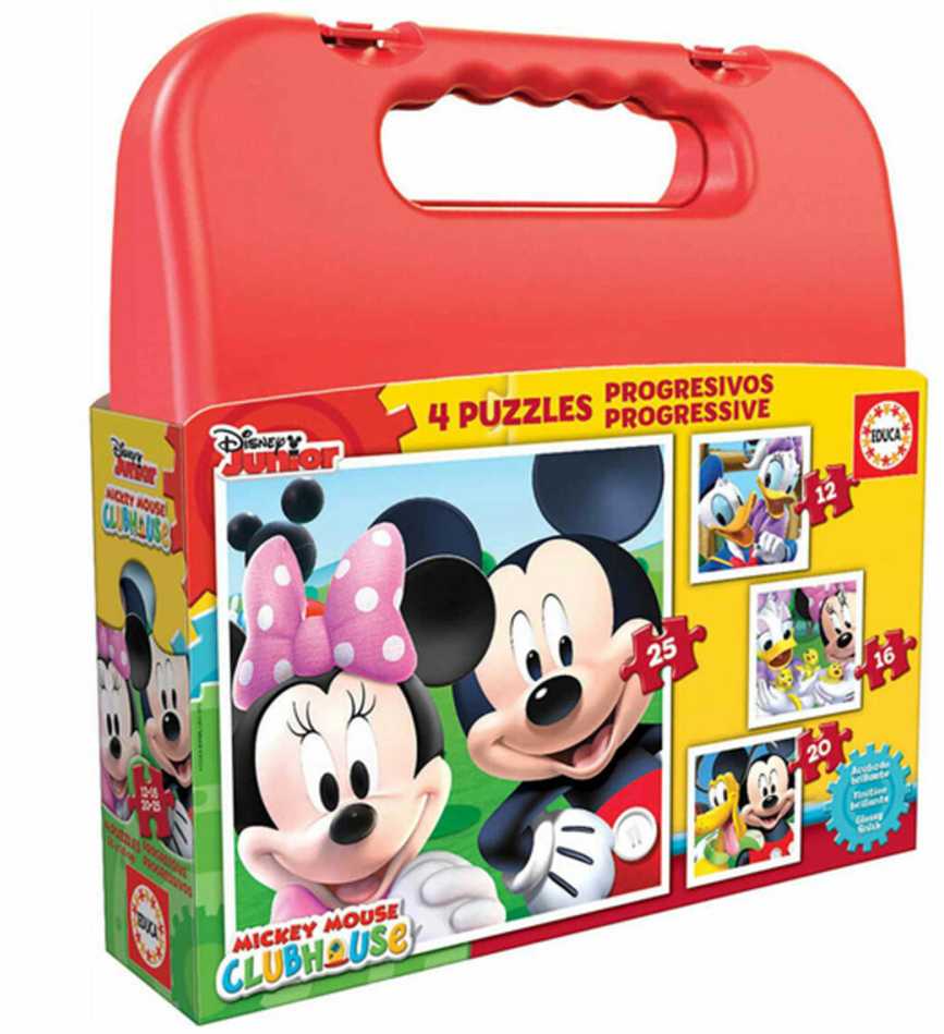 Dėlionė 4 galvosūkių rinkinys Disney Mickey Mouse Progressive Educa (12-16-20-25 vnt.)