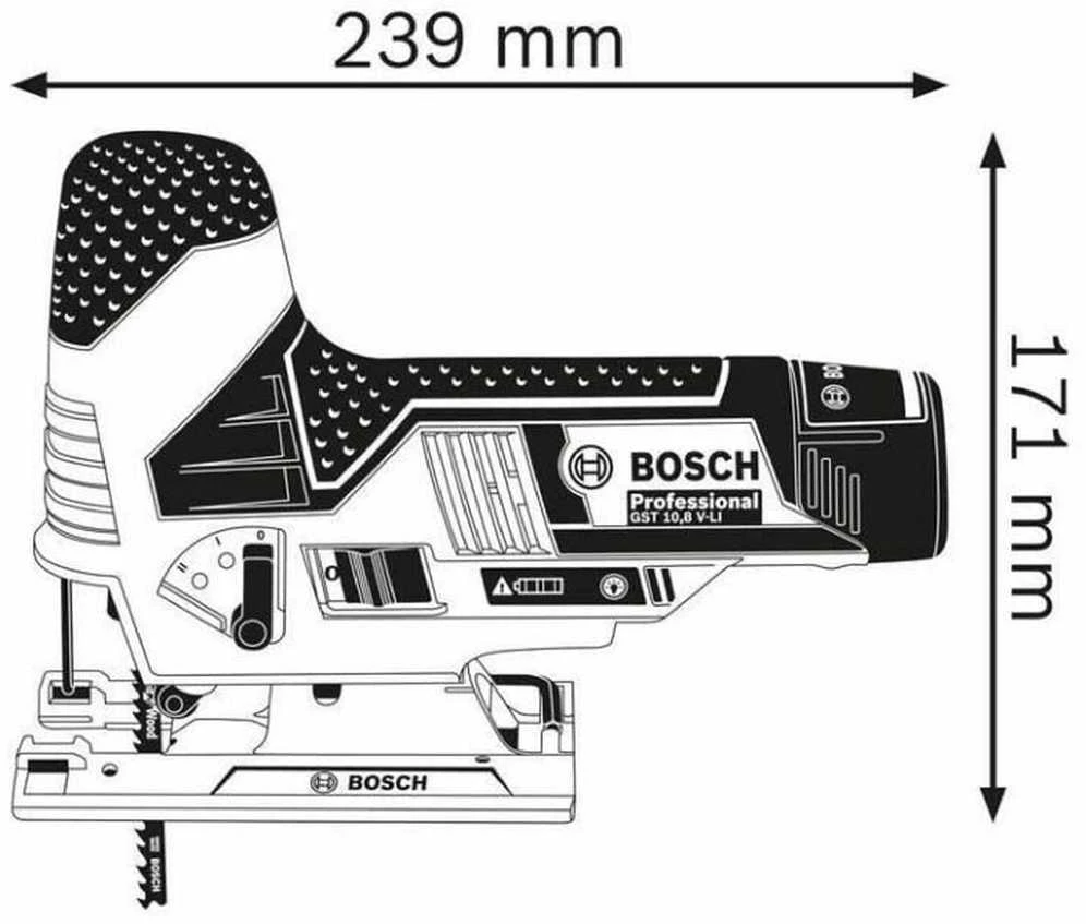 Akumuliatorinis siaurapjūklis Bosch GST 10,8V Li be akumuliatoriaus ir kroviklio