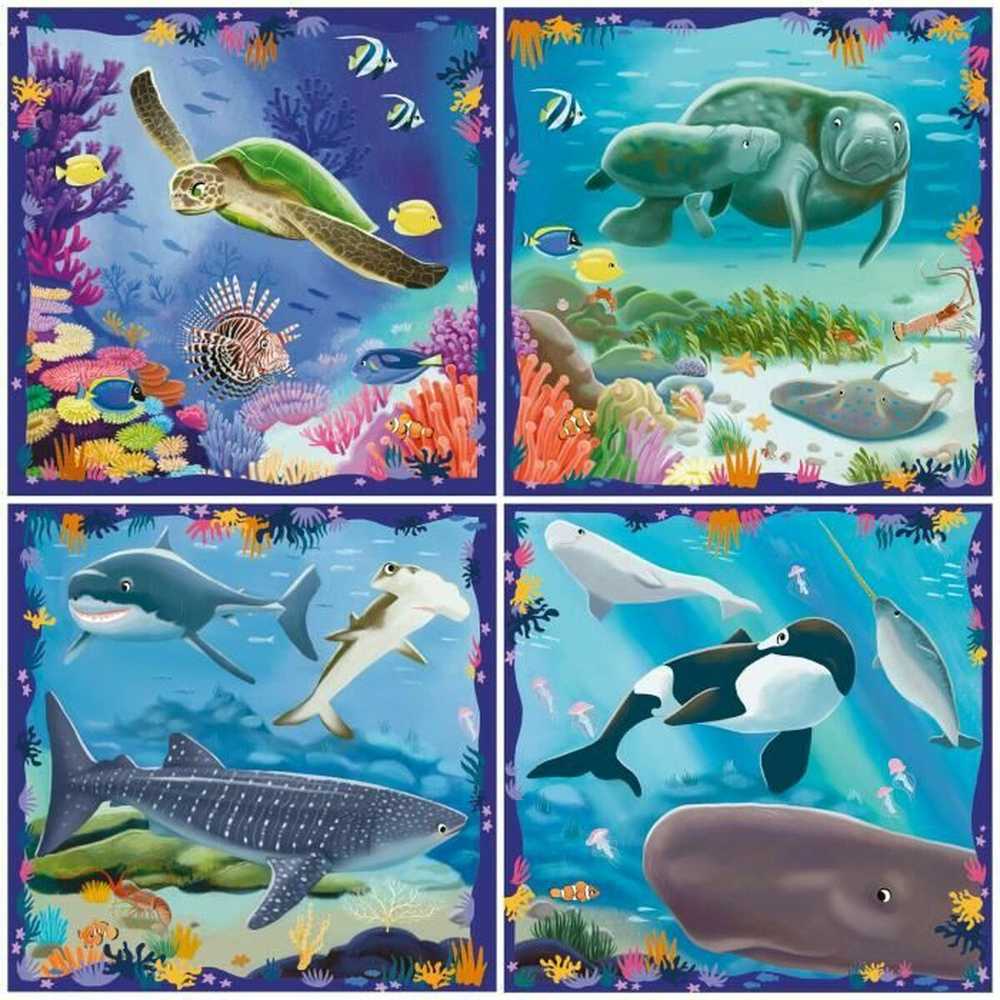 Ravensburger PuzzleUP! 4 dėlionės „Jūrų gyvūnai“, nuo 5 m.