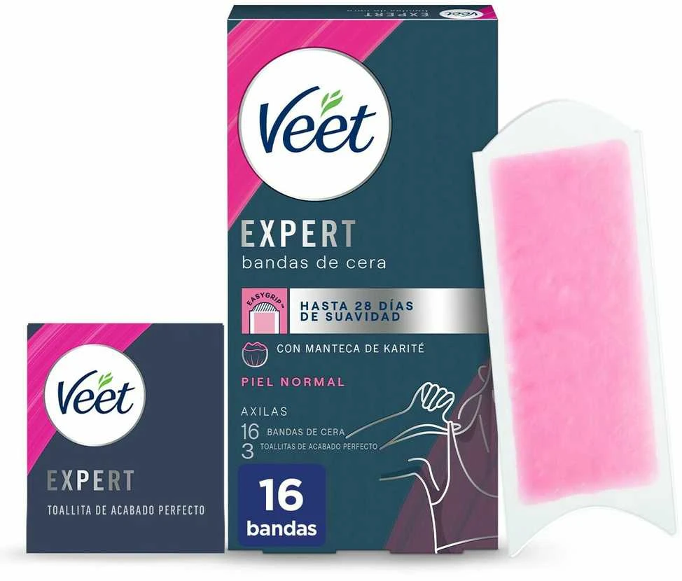 "Veet" depiliacinės juostelės "Expert Undermarks Wax Strips Normal Skin" 16 vnt