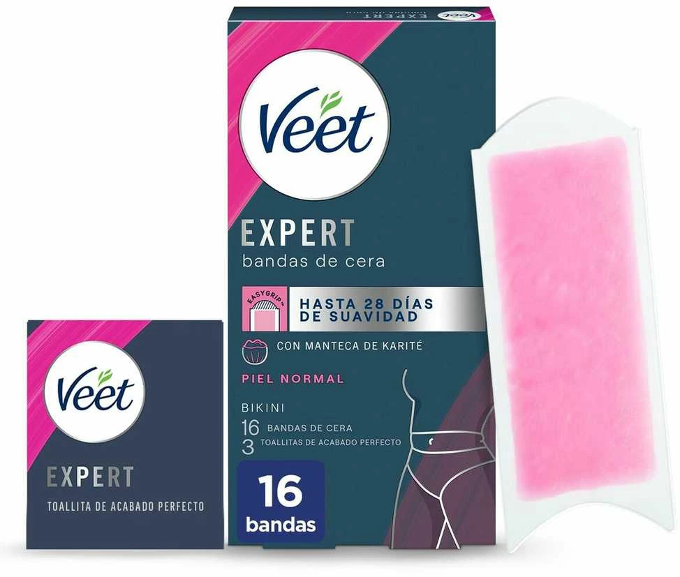 Veet Expert vaško juostelės bikini zonai su 16 vienetų pakuote