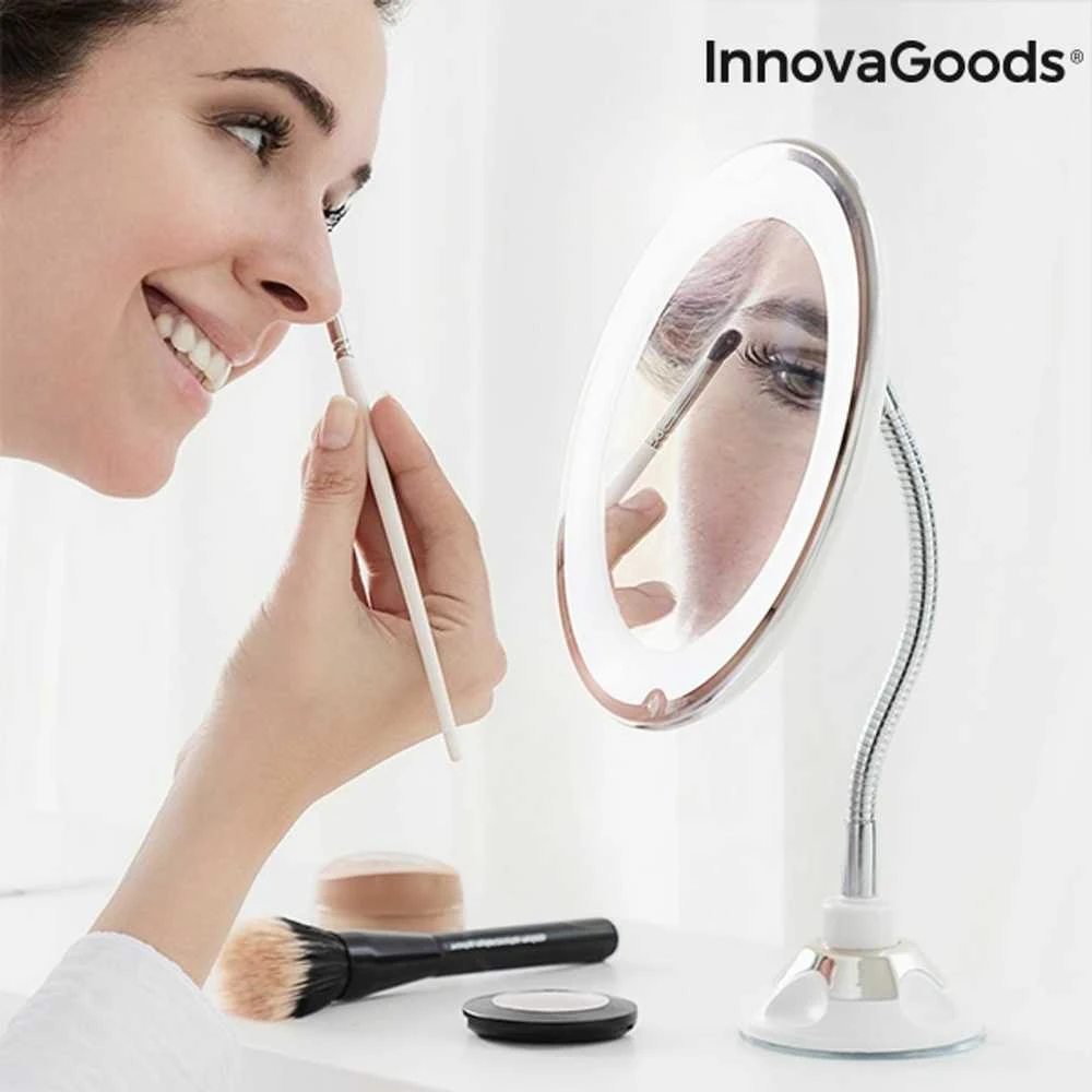 InnovaGoods kosmetinis veidrodis LED didinamasis veidrodis su lanksčia rankena ir siurbtuku
