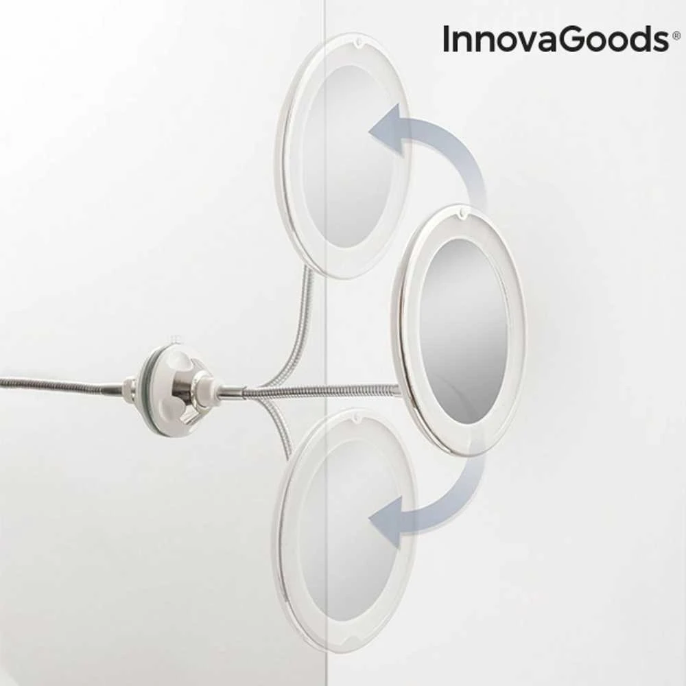 InnovaGoods kosmetinis veidrodis LED didinamasis veidrodis su lanksčia rankena ir siurbtuku