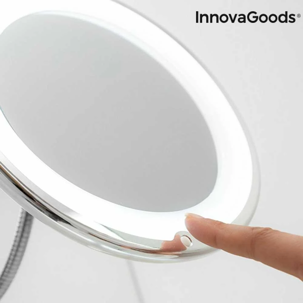 InnovaGoods kosmetinis veidrodis LED didinamasis veidrodis su lanksčia rankena ir siurbtuku