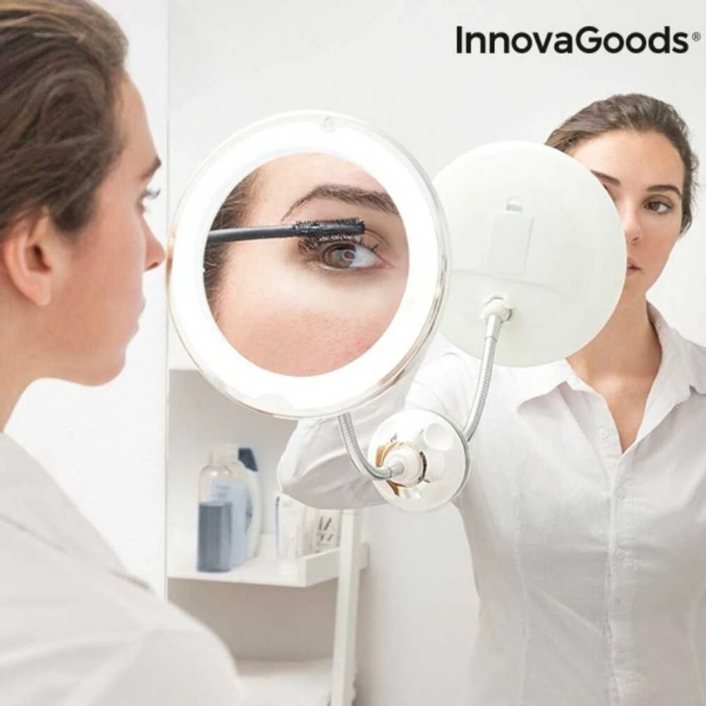 InnovaGoods kosmetinis veidrodis LED didinamasis veidrodis su lanksčia rankena ir siurbtuku