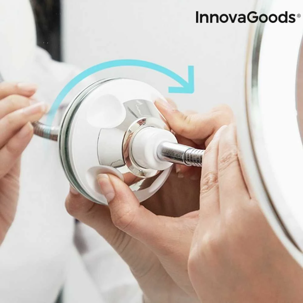 Didinamasis veidrodis su LED apšvietimu ir siurbtuku, sulankstomas stovas InnovaGoods
