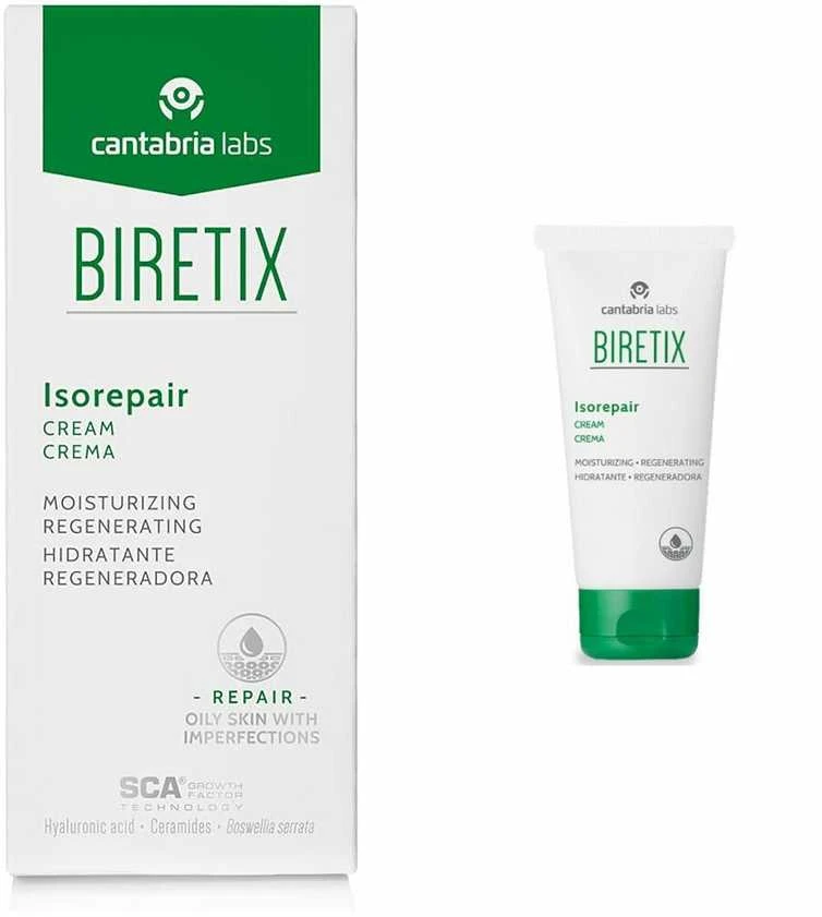 Cantabria Labs Biretix Isorepair Kreminis kremas veidui atkuriantis apsauginę funkciją ir drėkinantis bei minkštinantis odą 50ml