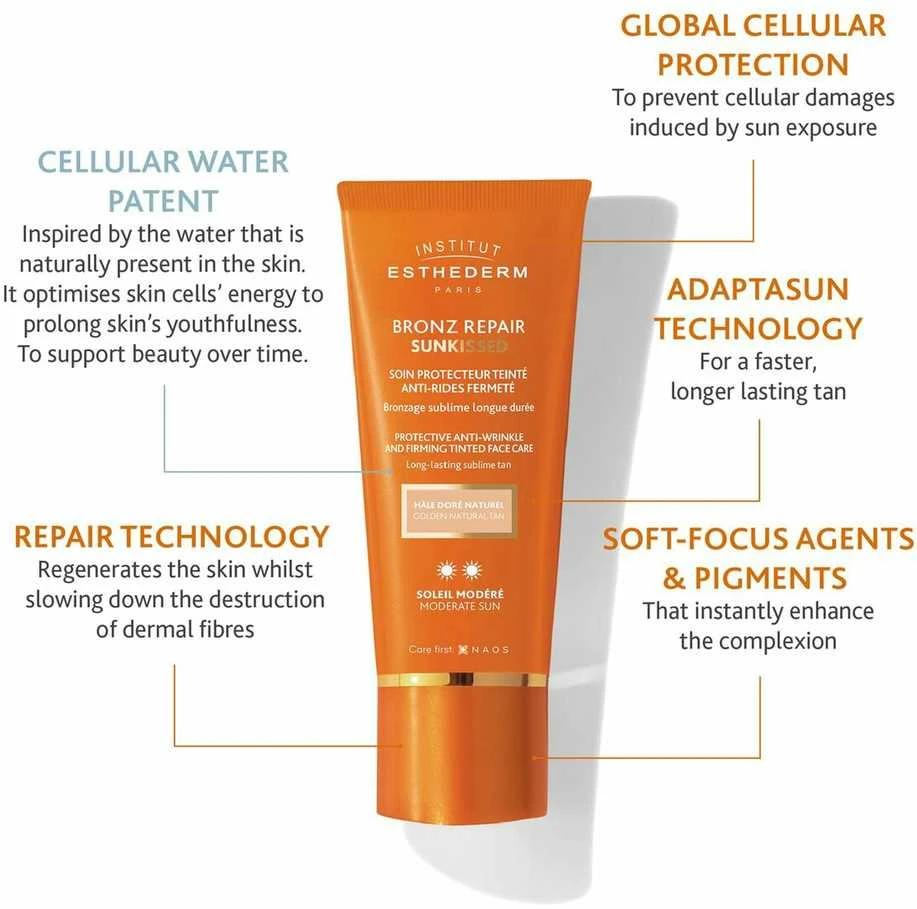 veido kremas apsaugantis odą nuo saulės poveikio Institut Esthederm Sunkissed Bronz Repair 50ml