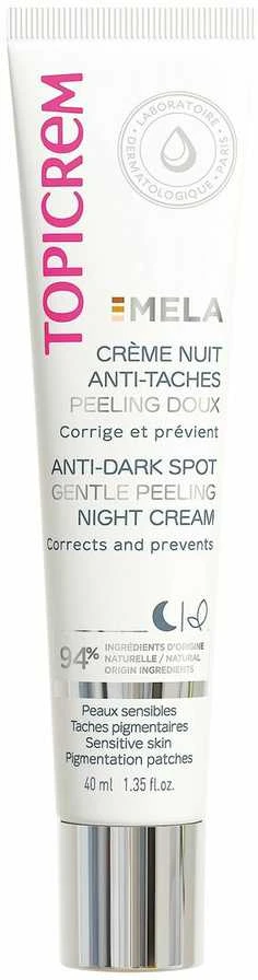 Topicrem MELA Anti-Dark Spot Gentle Peeling Night Kreminis naktinis veido kremas-pilingas nuo pigmentinių dėmių, 40 ml