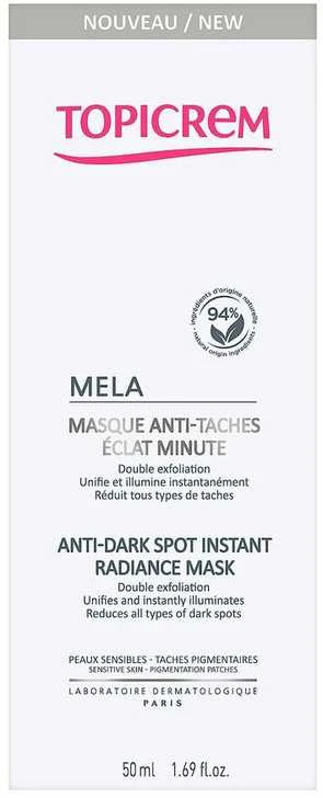 Topicrem MELA Anti-Dark Spot Instant Radiance Mask skaistinanti veido kaukė, 50 ml