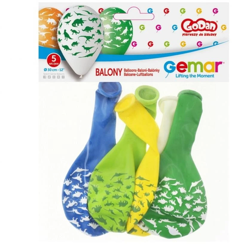 Dinozauras Dinozauras, balionas, 5 vnt. rinkinys 12 colių (30 cm)
