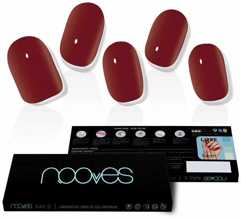 Nooves Gel Nail Folils Midnight Rain Premium Luxe Solid Raudona klijuojami nagai 20 vnt