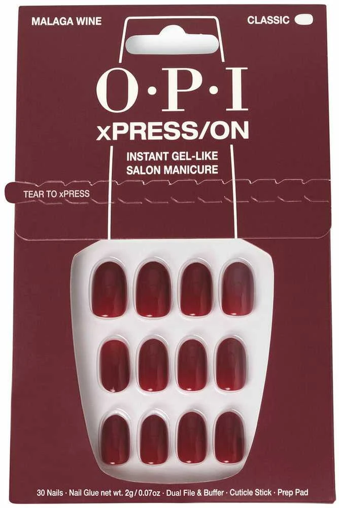 Opi Xpress-On Uñas Artificiales Tonos Icónicos Malaga Wine 30 U