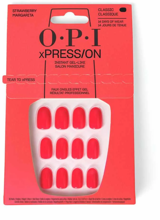 Opi Xpress-On Uñas Artificiales Tonos Icónicos Strawberry Margarita 30 U