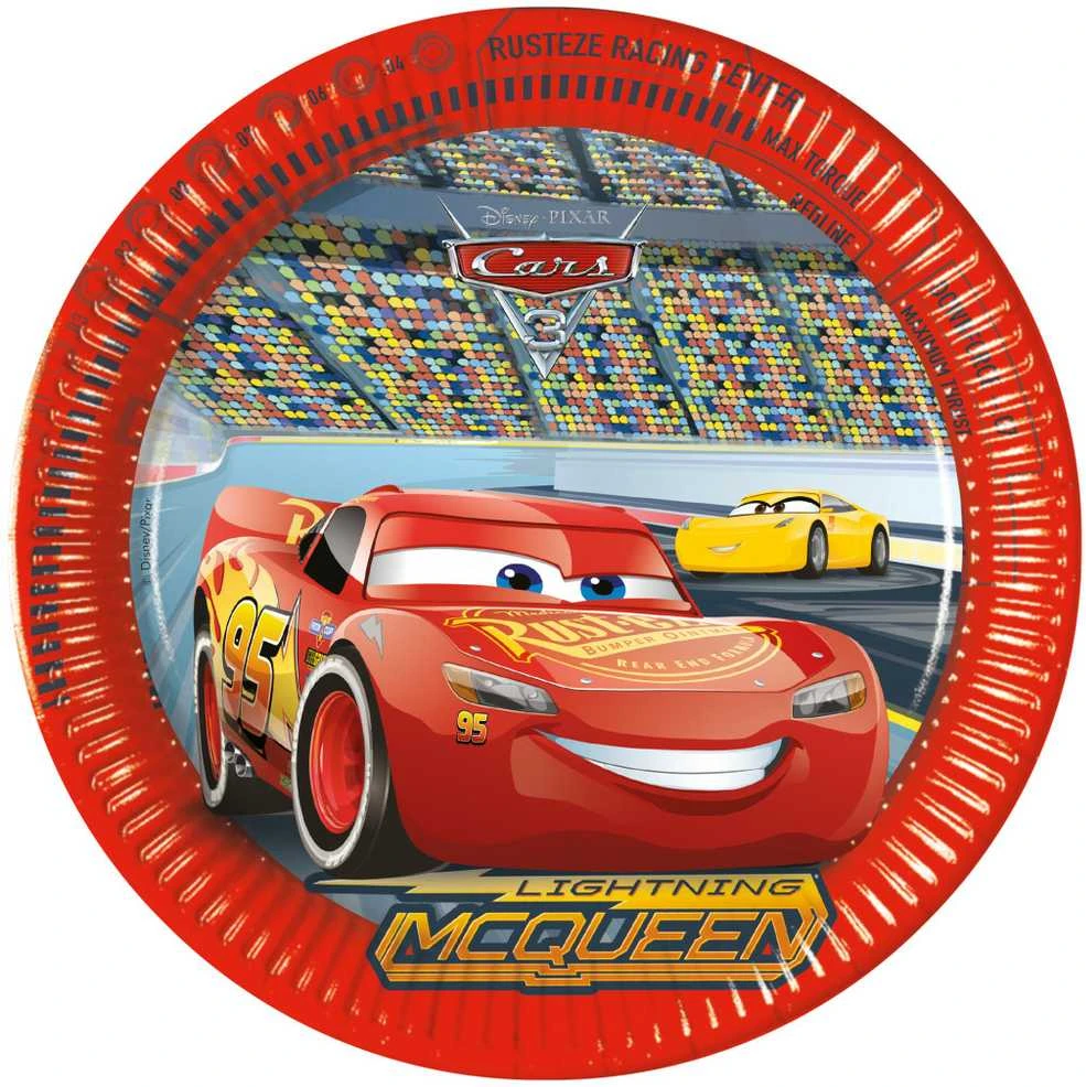 Globos Europe Bv PROCOS Popierinės lėkštės Cars 3, 23cm, 8 vnt (be plastiko)